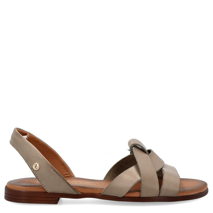 Płaskie sandały skórzane - LEMAR 40185 BEŻOWE