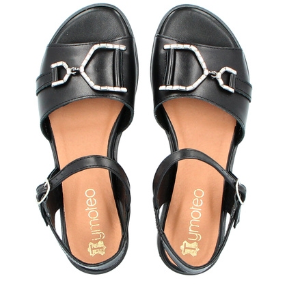 Płaskie sandały ze skóry - TYMOTEO G1060 CZARNE