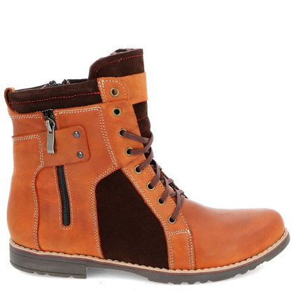 Męskie buty zimowe - KENT 237 KARMELOWE + WELUR