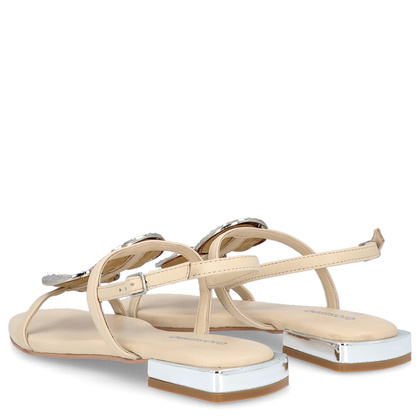 Skórzane sandałki z ozdobami - GIOSEPPO 72364 KREMOWE