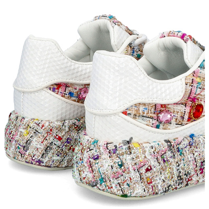 Sneakersy damskie z kryształkami - TYMOTEO LOVE 05 BEŻOWE