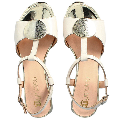 Wygodne sandałki z ozdobą - TYMOTEO GABI KREMOWO ZŁOTE