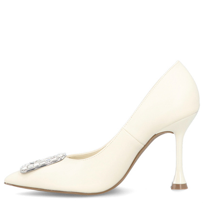 Klasyczne szpilki z ozdobą - MENBUR 24512 KREMOWE