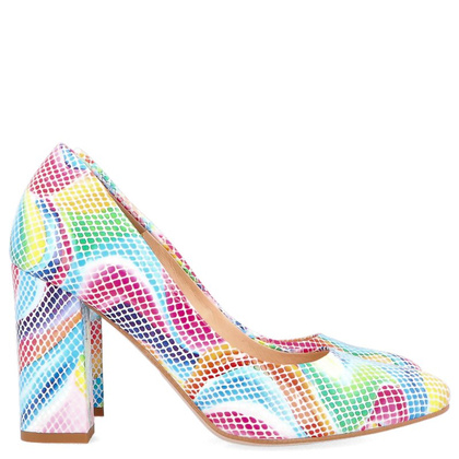 Skórzane czółenka na słupku - TYMOTEO DEAR KOLOROWE