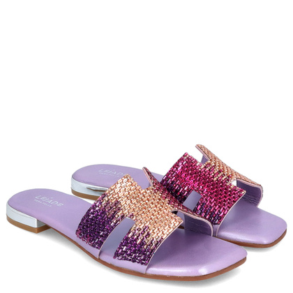 Eleganckie klapki ze skóry - LEJADE 3430 FIOLETOWE
