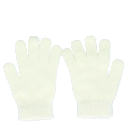 Puszyste ciepłe rękawiczki damskie - TYMOTEO LOVE R07 BIAŁE