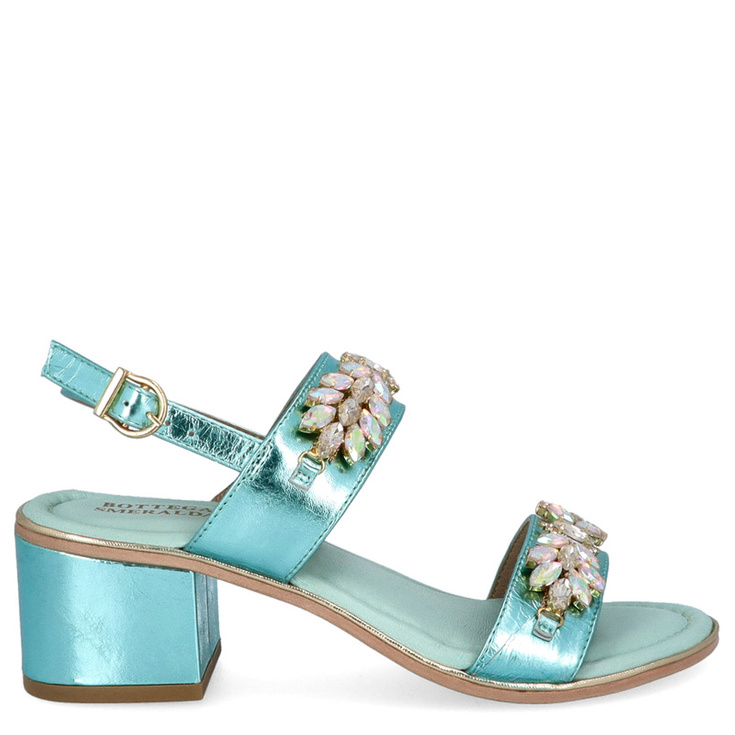 Eleganckie sandały ze skóry - BOTTEGA SMERALDA 3LN24C NIEBIESKIE