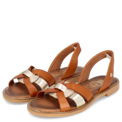 Wygodne sandały skórzane - LEMAR 40382 BRĄZOWE