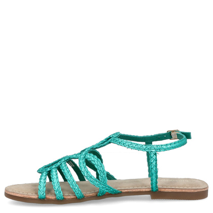 Skórzane płaskie sandałki - GIOSEPPO 71746 TURKUSOWE