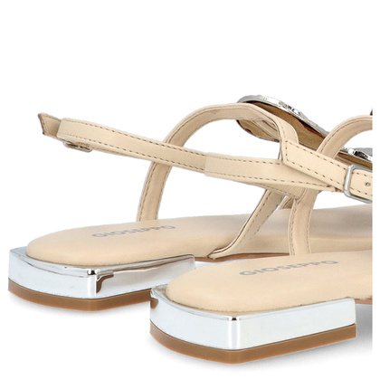 Skórzane sandałki z ozdobami - GIOSEPPO 72364 KREMOWE