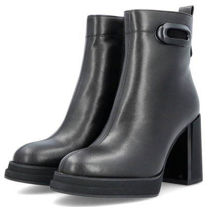 Skórzane botki na platformie - FILIPPO DBT6546/24 CZARNE