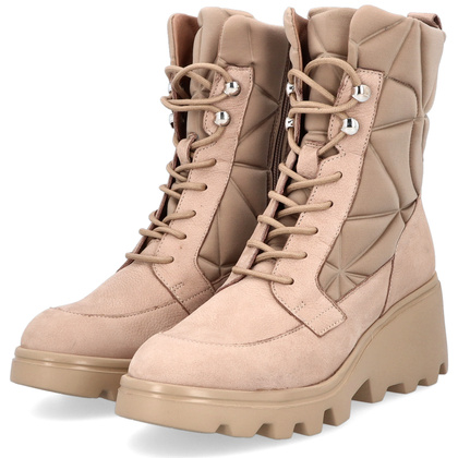 Skórzane botki na platformie - WONDERS G-7004 JASNY BRĄZ