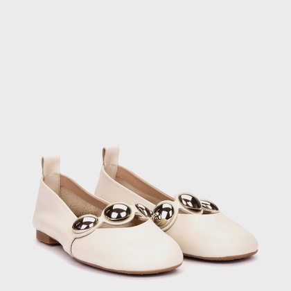 Hiszpańskie baleriny z ozdobą - WONDERS A-4704 BEŻOWE