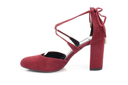 Wiązane na kostce, taneczne - KOTYL 5899 BORDOWE