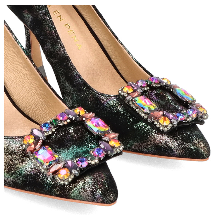 Hiszpańskie szpilki z ozdobą - ALMA EN PENA I250434 CZARNE