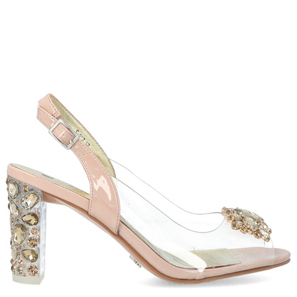 Sandały na modnym obcasie - SCAVIOLA S-207 BEŻOWE