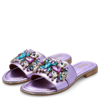 Eleganckie klapki ze skóry - BOTTEGA SMERALDA 215WLD FIOLETOWE