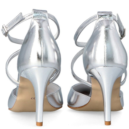 Ślubne szpilki z paseczkami - TYMOTEO PANNA SREBRNE