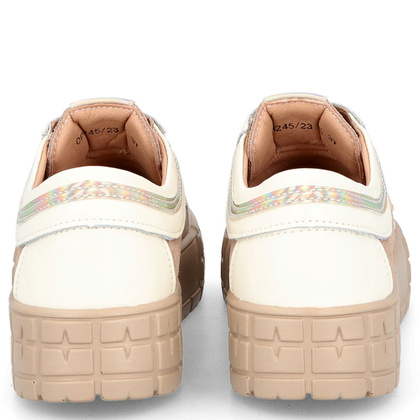 Skórzane trampki damskie - FILIPPO DP4245/23 BEŻOWE