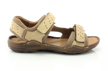 Męskie skórzane sandały - KENT 295 BRĄZOWE