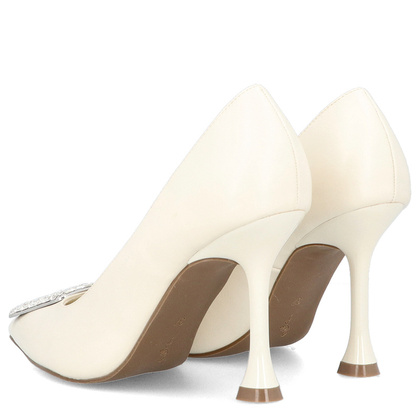 Klasyczne szpilki z ozdobą - MENBUR 24512 KREMOWE