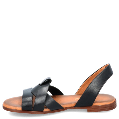 Płaskie sandały skórzane - LEMAR 40185 CZARNE