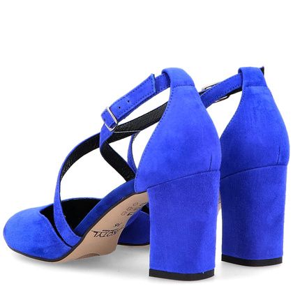 Taneczne czółenka ze skóry - KOTYL 7075 CHABROWE NIEBIESKIE