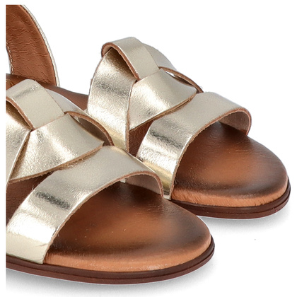 Płaskie sandały skórzane - LEMAR 40185 ZŁOTE