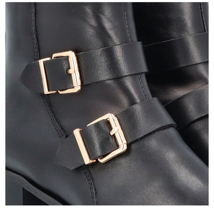 Skórzane botki z klamrami - TYMOTEO 2165 CZARNE