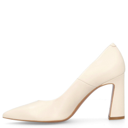 Czółenka na designerskim slupku - BRAVO MODA 0063 KREMOWE