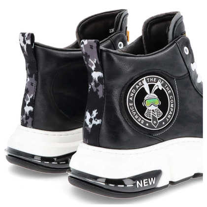 Skórzane sneakersy męskie - JOHN DOUBARE 23Q9217 CZARNE