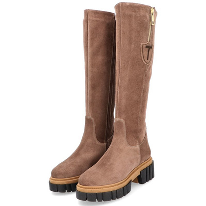 Modne zamszowe kozaki - TYMOTEO M2002 BRĄZOWE