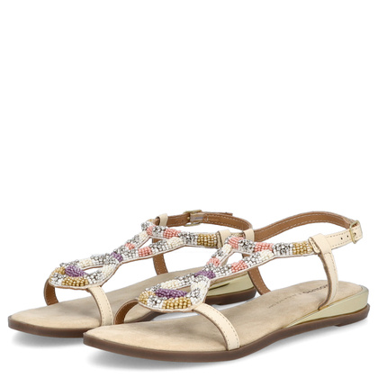 Skórzane płaskie sandałki - GIOSEPPO 74856 BEŻOWE