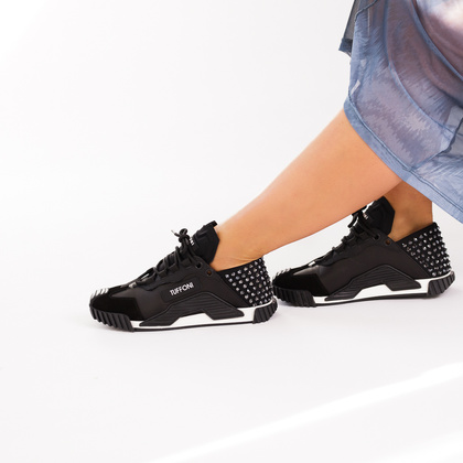 Modne sneakersy ze skóry - TUFFONI 3623009LL CZARNE