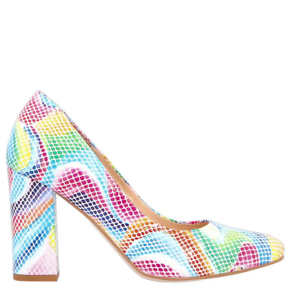 Skórzane czółenka na słupku - TYMOTEO DEAR KOLOROWE