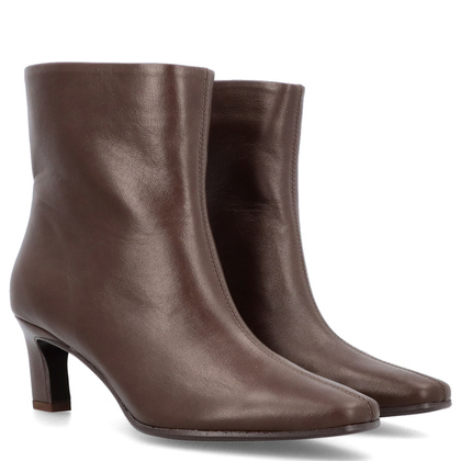 Skórzane botki na obcasie - TYMOTEO G1076 CZEKOLADOWE LICO