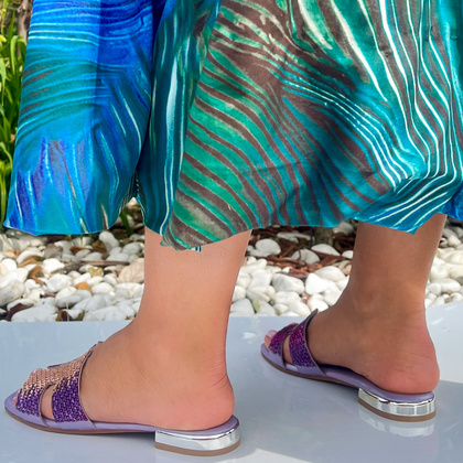 Eleganckie klapki ze skóry - LEJADE 3430 FIOLETOWE