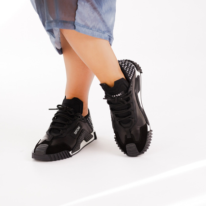 Modne sneakersy ze skóry - TUFFONI 3623009LL CZARNE