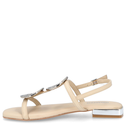 Skórzane sandałki z ozdobami - GIOSEPPO 72364 KREMOWE