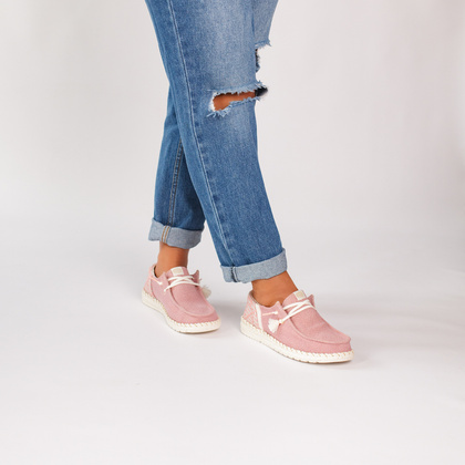 Lekkie półbuty damskie - HEY DUDE WENDY FUNK COASTAL JUTE 43182-680 RÓŻOWE