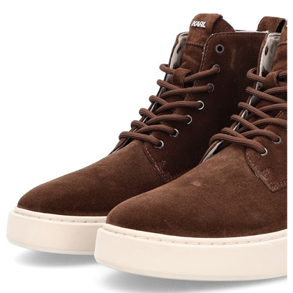 Trampki męskie za kostkę - KARL LAGERFELD FLINT KL53352A BRĄZOWE