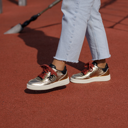 Sneakersy damskie premium - PINKO MANDY 01 ZŁOTE