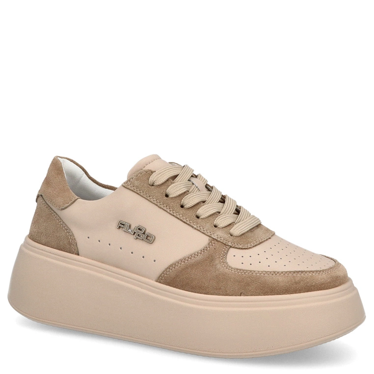Skórzane sneakersy damskie - FILIPPO DP6047/24 BEŻOWE