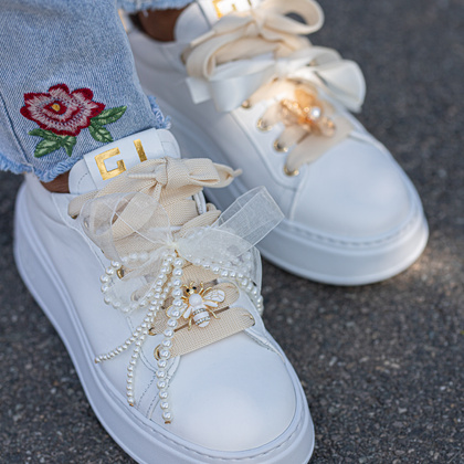 Sneakersy skórzane premium - GIO+ PIA356A BIAŁE