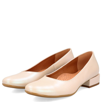 Niskie czółenka z powiększoną tęgością H - TYMOTEO P1019 PERŁOWE BEŻOWE