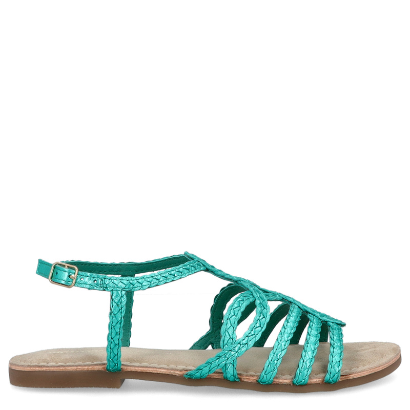Skórzane płaskie sandałki - GIOSEPPO 71746 TURKUSOWE