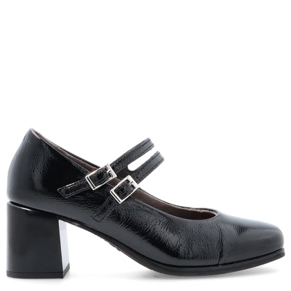 Lakierowane czółenka z paseczkami - PITILLOS 10831 CZARNE