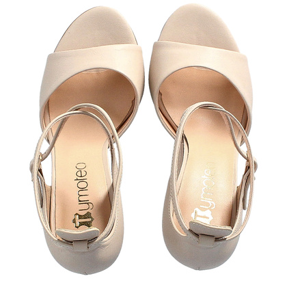 Eleganckie sandały na szpilce - TYMOTEO D1005 JASNY BEŻ