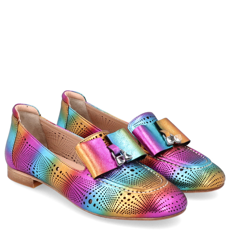 Kolorowe skórzane mokasyny - EMI ROMANI 010.1307 MULTIKOLOR 