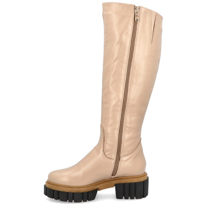 Modne skórzane kozaki - TYMOTEO M2011 BEŻOWE